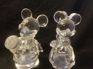 Lenox Full Lead Crystal Disney Mickey & Minnie Mouse Salt & Pepper Shakers Pair
