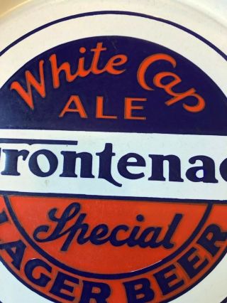 Frontenac White Cap Ale,  Lager 13 ' Beer Tray.  Porcelain Canada Canadian 2