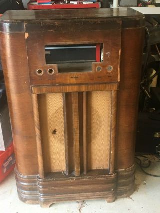 Vintage Rca K80 Radio Part Wood Cabinet