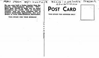 Allis Chalmers 1930s Farm Agriculture Postcard 2899 2