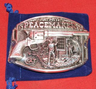 Colt Firearms Single Action Army Saa Belt Buckle In Bag Rare Silver Plate