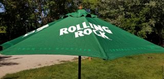 Rolling Rock Beer Cloth Market Style Patio Umbrella 7’ Tall
