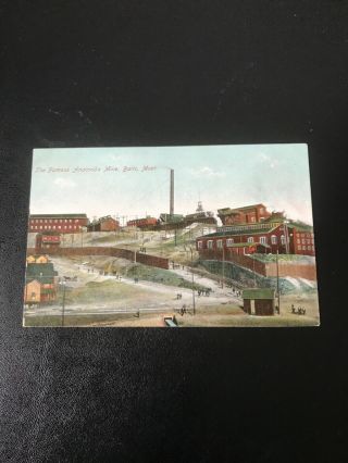 Vintage Postcard Famous Anaconda Mine Butte Montana Hand Colored