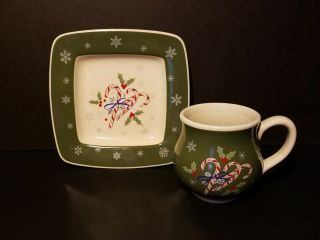 Longaberger Pottery All The Trimmings Holiday Plate And Cup Set 2008