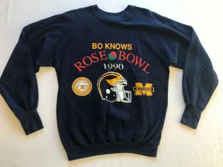Vtg University Of Michigan Wolverines Sweatshirt Sz L Rose Bowl 1990 Made In Usa