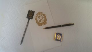 Disney Disneyland Club 33 Set Of Pen,  Napkin,  Swizzle Stick,  & Wrapped Chocolate