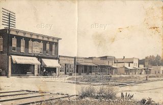 Rppc Photo Postcard Remington Indiana Street Scene Town Theater Schuyler Lodge