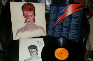 David Bowie Aladdin Sane Orig Uk 1st Press 1973 Lp With Fan Club Insert Vg,  /ex