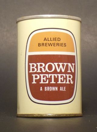 2nd Price Drop Vintage Brown Peter 9 2/3 Oz.  Ss Tab Top Beer Can From England
