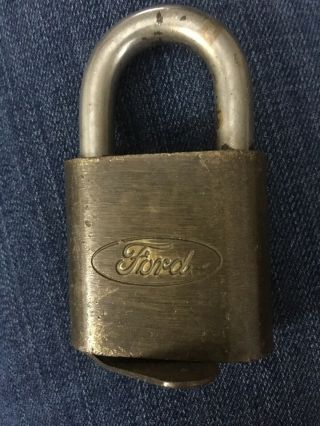 Vintage Ford Padlock Lock With Blank Number Key Solid Brass Heavy Duty