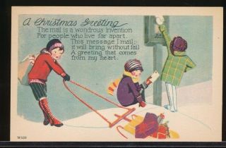 1920s Art Deco Christmas Postcard W529 Series Young Flapper Girls Mailing Cards