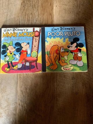 2 Vintage 1948 Walt Disney Whitman 845 Little Big Books Poor Pluto Minnie Mouse