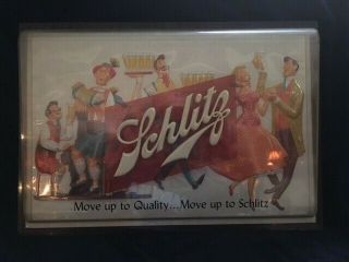 Schlitz Beer Sign 3d " Move Up To Quality Move Up To Schlitz " 1957