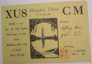 Old Radio Qsl Card Shanghai China 1930s To Finland