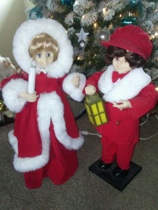 Vintage Telco Motionettes Animated Christmas Girl & Boy Candle Lights And Moves