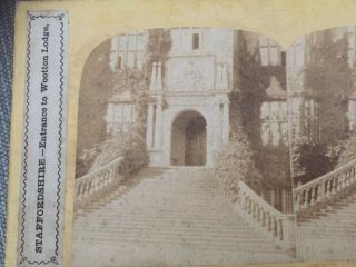 Stereoscope.  Entrance To Wootton Lodge Nr Ellastone Staffordshire.  Suggest 1870s