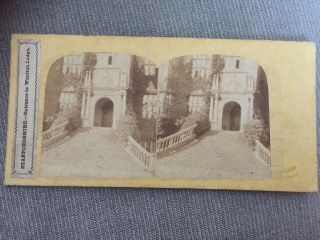 Stereoscope.  Entrance to Wootton Lodge nr Ellastone Staffordshire.  Suggest 1870s 2