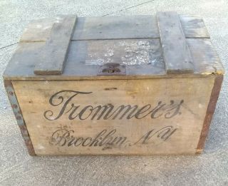 Wood Bottle Crate.  Lid W/ Latch.  J.  F.  Trommer 