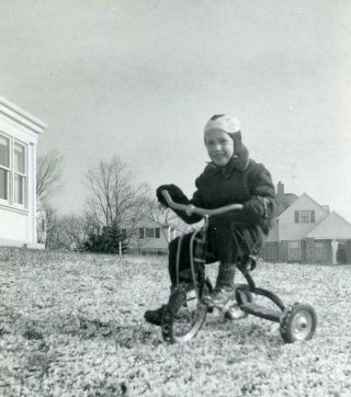 Qp15 Vintage Photo Billy On His Tricycle C 1953