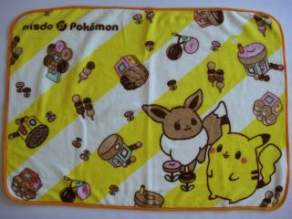 Pokemon Mister Donut Japan Misdo Pikachu Eevee Lap Blanket - 16 X 40 "