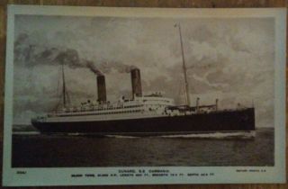 Unposted Cunard Line S.  S.  Carmania Steamship Real Photo Rajar Bromide Postcard
