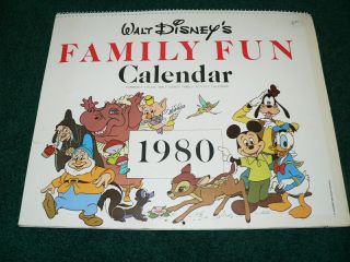 Vtg 1980 Walt Disney Calendar Family Fun Activity,  Wall Growth Chart Mickey