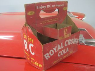 Rc Royal Crown Cola Early Read White Cardboard 6 Pack Bottle Carrier Around 1951