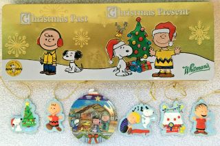 Peanuts Snoopy Charlie Brown Christmas Ornaments & Whitmans Candy Tin 60 Yrs