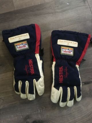 Vintage Hestra Ecocuir Men’s Leather Palm Ski Gloves Size 10 Gauntlet