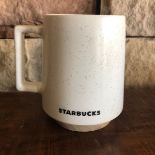 2017 Starbucks White Abbey Ceramic Coffee Mug With Wood Base 16oz