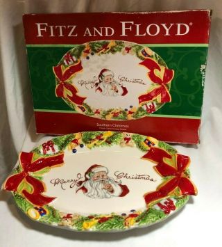 Fitz And Floyd Southern Christmas Classic Santa Cookie Platter Merry Holiday