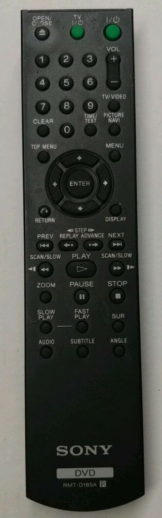 Sony Dvd Remote Control Model Rmt - D185a Dvp - Ns708h Dvp - Ns700h Dvp - Ns57p