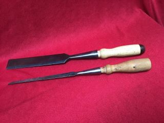 Vintage Th Witherby 1 - 1/4  & 1/8 " Mortising Chisels Socket Chisels Wood