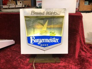 Vintage Burgermeister Beer Lighted Motion Sign Rocking Boat Waves Action