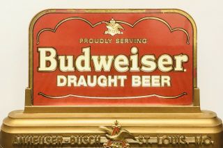 Vintage Budweiser Lighted Beer Sign Glass Plastic Proudy Serving Draught 1998