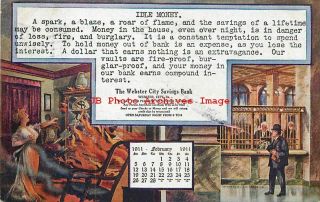Ia,  Webster City,  Iowa,  Savings Bank Advertising & February 1911 Calendar