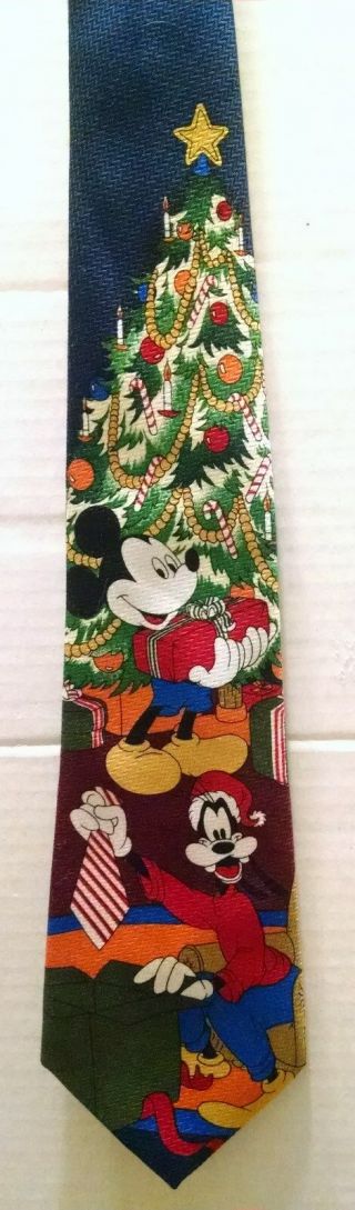 Disney Mickey Mouse Goofy Christmas Tie Tree Decorations Gifts Blue Holiday