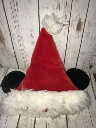 Youth Size Disneyland Disney Mickey Mouse Ears Plush Santa Hat Fur Christmas Kid