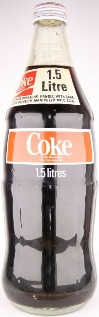 Canada 1,  5 liter 1980s? Coca - Cola ACL bottle w/original cap 2