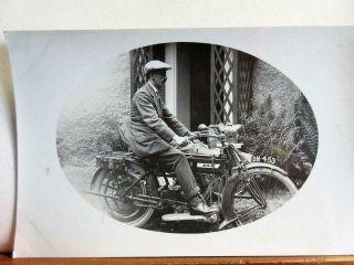 Early Ww1 Period Bsa Motorcycle & Sidecar,  Reg Dn 453 - Vintage Rp Postcard