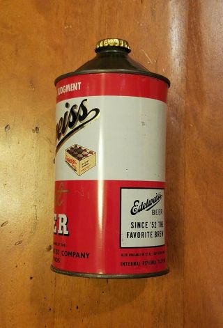 INDOOR 1940s EDELWEISS BEER qt cone top (USBC 207 - 13) from Chicago - AWESOME 2