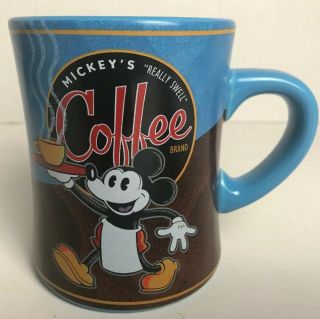 Disney Park Mickey’s Really Swell Coffee Mug Blue Pre Owned