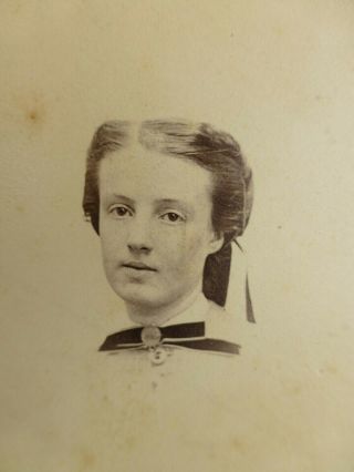 Antique Cdv Cabinet Photo Portrait Of Id Pretty Young Lady Cw Era Boston Ma