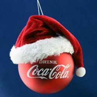 Kurt Adler 3.  75 " Coca - Cola Ball With Santa Hat Ornament