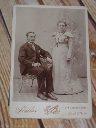 Vintage Antique Cabinet Photo Couple Husband & Wife Sioux City Ia Mulatto Woman