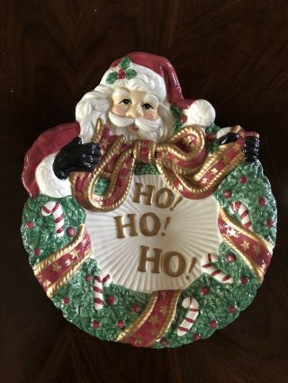 Fitz And Floyd Essentials Holiday Santa Cookie Plate Platter
