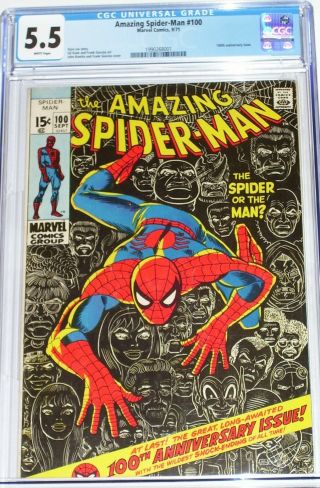 Spider - Man 100 Cgc Graded 5.  5 From Sept 1971 100th Anniversary Issue