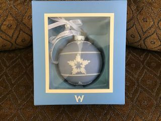 Wedgwood Jasperware Christmas Ball Ornament Blue White Snowflake W/ Box - Mib