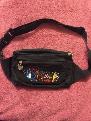 Walt Disney World Character Black Embroidered Fanny Pack Waist Bag