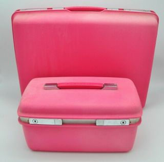 Vintage Samsonite Saturn Pink Royal Train Case Makeup Hard Suitcase Luggage